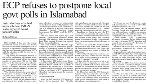 Dawn EPaper Dec 21 2022 ECP Refuses To Postpone Local Govt Polls