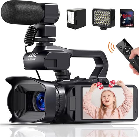 Videokamera 4K Camcorder Full HD 60FPS 64MP Autofokus Vlogging Kamera