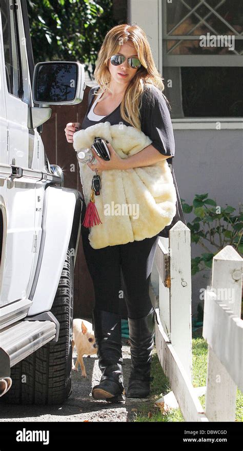 Hilary Duff Gets Into A Mercedes Benz Suv Outside A Private Residence