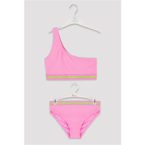 Penti Açık Pembe Kız Çocuk Şerit Detaylı Tek Omuz Bikini Takımı OnuAl Fiyat Arşivi