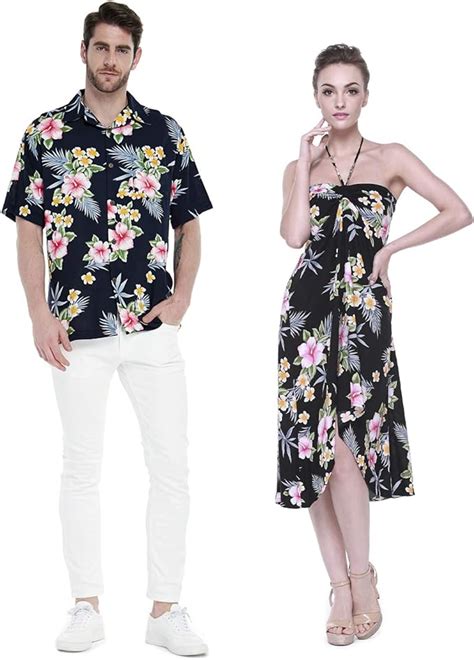 Couple Matching Hawaiian Luau Cruise Party Outfit Shirt