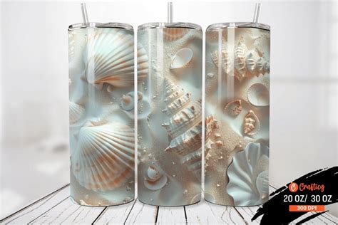 D Ocean Beach Seashells Tumbler Wrap