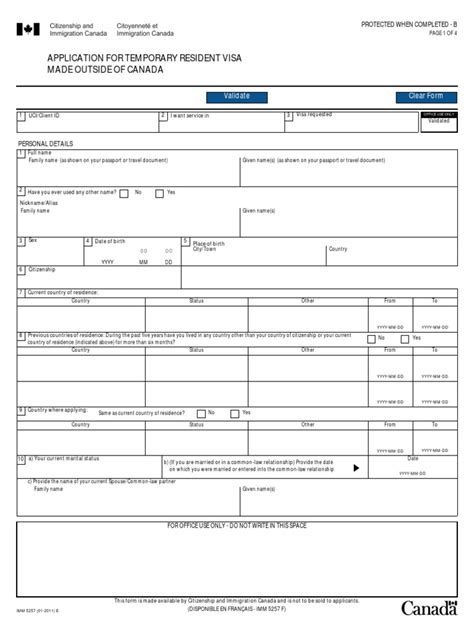 Canada Visa Form Travel Visa Government And Personhood