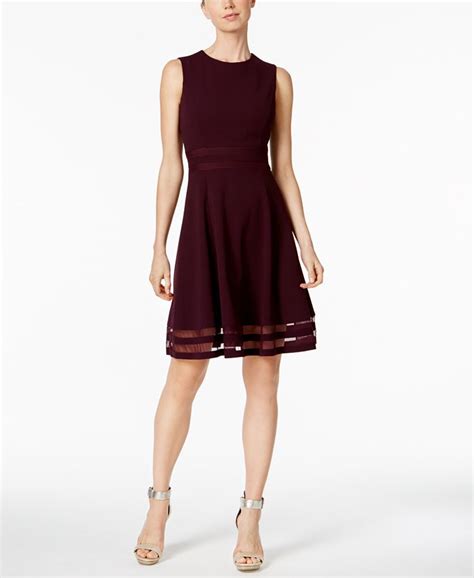 Calvin Klein Illusion Trim Fit And Flare Dress Macys