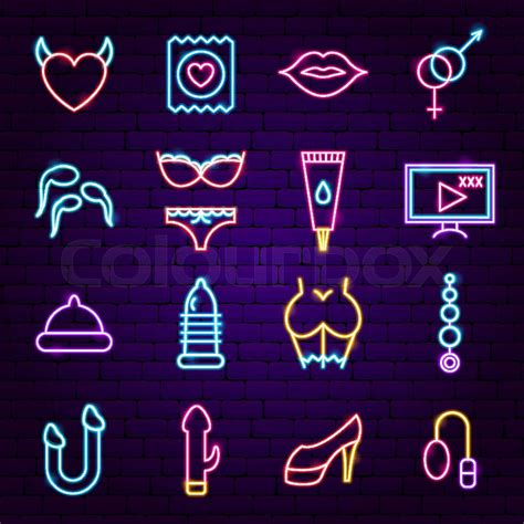 Sex Shop Neon Icons Stock Vector Colourbox