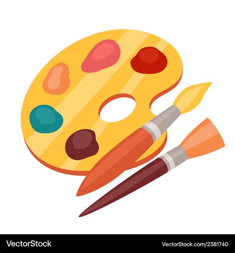 Art Color Palette With Paints And Brushes Vector Image