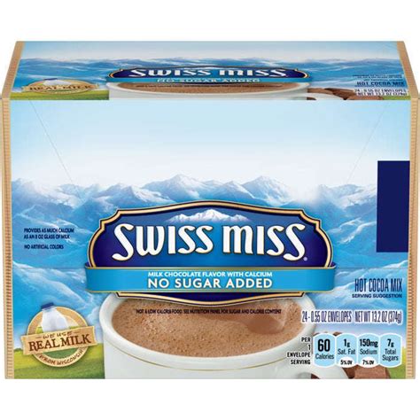 Swiss Miss Hot Cocoa Mix No Sugar Added Single Serve 24 Ct Carton 6