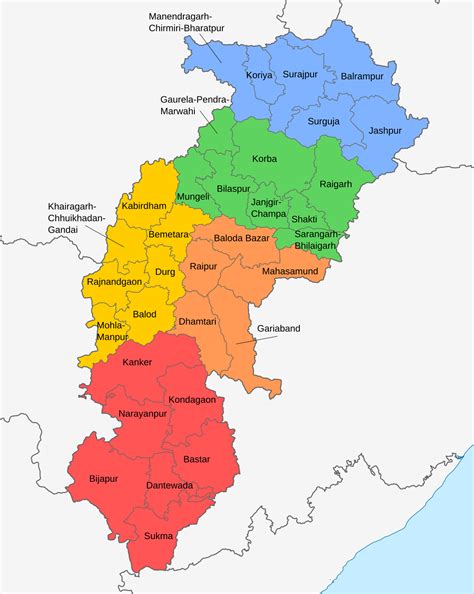 List Of Districts Of Chhattisgarh Wikipedia