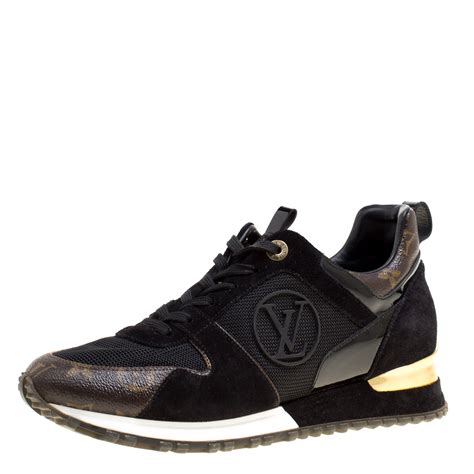 Louis Vuitton Brownblack Monogram Canvas And Suede Run Away Lace Up Sneakers Size 39 Louis