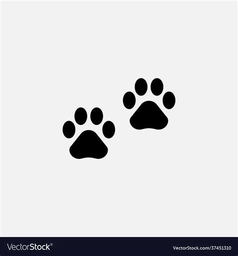 Cat paw prints logo black on white Royalty Free Vector Image