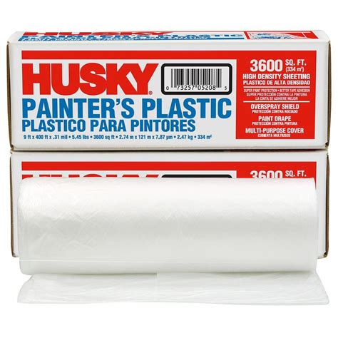 HUSKY 9 ft. x 400 ft. Clear 0.31 mil Painter's Plastic Sheeting (140-Rolls/Pallet)-03509H ...