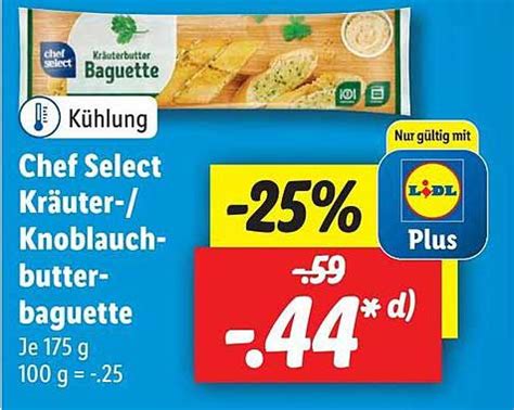 Chef Select Kräter Knoblauch Butter Baguette Angebot bei Lidl