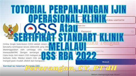 Tutorial Perpanjangan Ijin Operasional Klinik Atau Sertifikat Standart