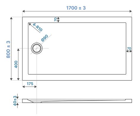 Piatto Doccia 80x170 Cm In Acrilico Bianco Slim Asteios