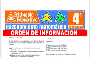 Orden de Información para Cuarto de Secundaria Fichas GRATIS