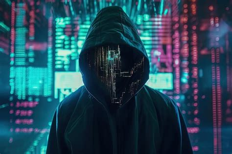 Premium AI Image Cyber Warfare Hacker In Abstract Hologram