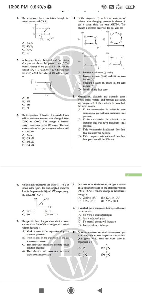 In The Given Figure The Initial And Final States Of A Gas Are Shown By P