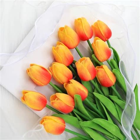 Amazon De Kisflower Pcs Latex K Nstliche Tulpen Fake Tulpen