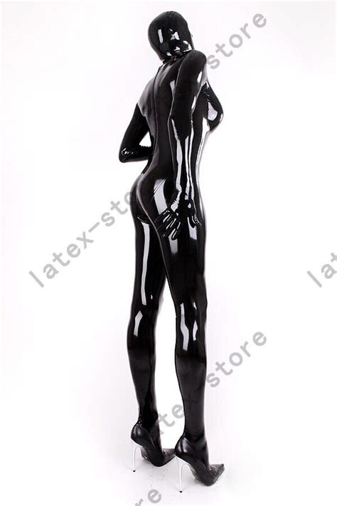 731 Latex Gummi Rubber Full Catsuit Cup Bodysuit Mask Hood Customized 0