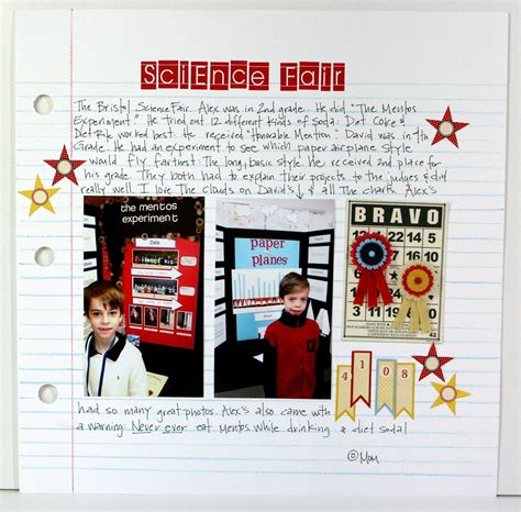 School scrapbook layouts, Science fair, School scrapbook