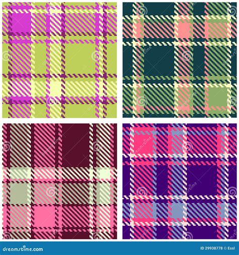 Set Of Seamless Checkered Plaid Pattern Stock Vector Illustration Of