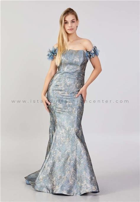 Hallmark Off Shoulder Maxi Crepe Mermaid Plus Size Blue Prom Dress