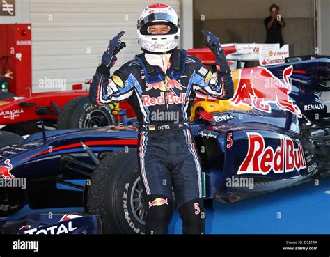 German Formula One Driver Sebastian Vettel Of Team Red Bull Cheers