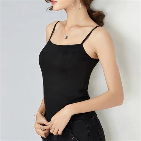 New Summer Fashion Women White Black Solid Modal Slim Tanks Camis