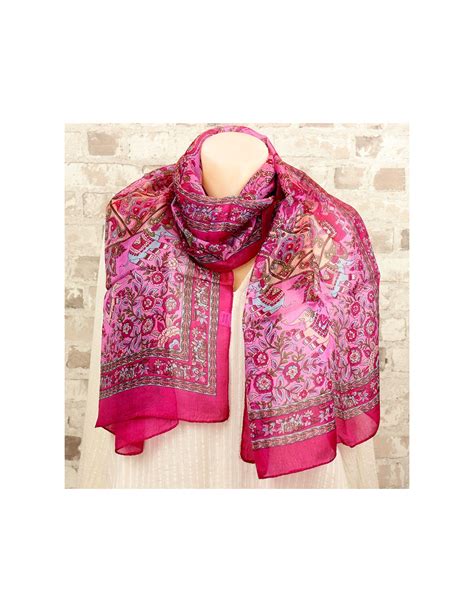 Foulard en soie indien rose à motifs Mosaik bijoux indiens f17