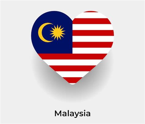 Premium Vector Malaysia Flag Heart Shape Icon Vector Illustration