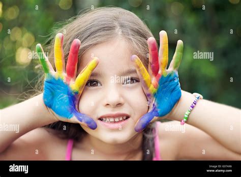 Girl 6 7 Showing Painted Hands Hi Res Stock Photography And Images Alamy