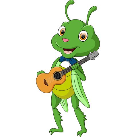 Cute Grasshopper Cartoon With Guitar 22333858 Vector Art At Vecteezy