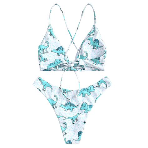 Zaful Ethnic Elephant Print Cross Bikini Swimsuit Vicedeal