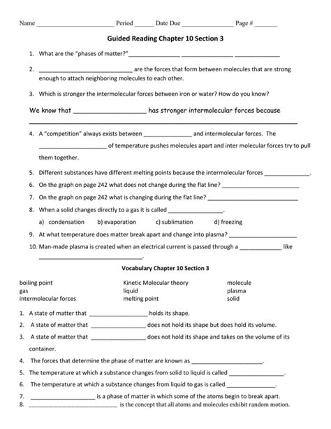 Guided Reading Chapter 10 Section 3