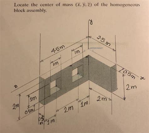 Solved Locate The Center Of Mass X Y Z Of The Chegg