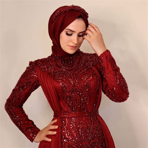 Sparkling Evening Dress Hijab Evening Dress Models White Color Evening Dress İslamic Evening