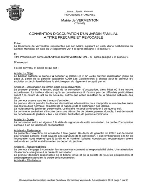 Consultez Un Mod Le De Convention D Occupation