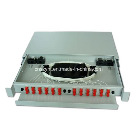 1u 19 Odf Sliding Drawer 24 Cores Fiber Optic Patch Panel 24 Sc Fc