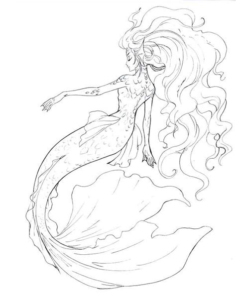 Mermaid Line Art By Sharonearth On Deviantart Mermaid Drawings