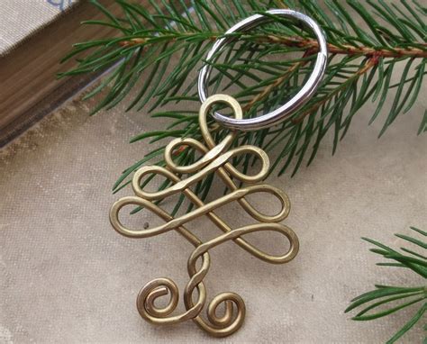Celtic Tree Brass Key Chain Celtic Knot Christmas Tree Etsy