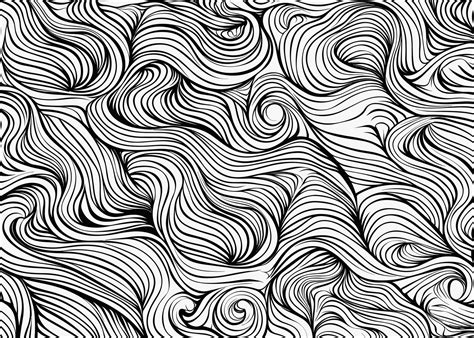 Vector Seamless Line Drawing Pattern With Curves In The Style Of