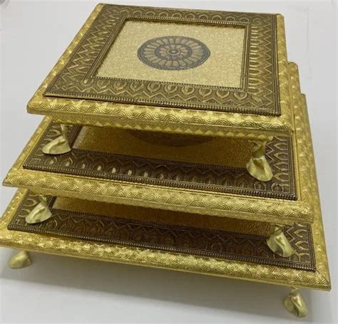 Golden MDF Wood Pooja Chowki At Rs 99 Piece In Rajkot ID 2853296406491