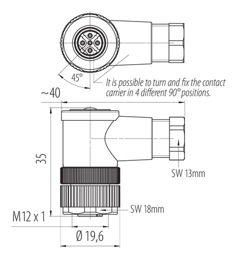 99 0436 05 05 Binder Automatisierungstechnik M12 Winkeldose Contacts