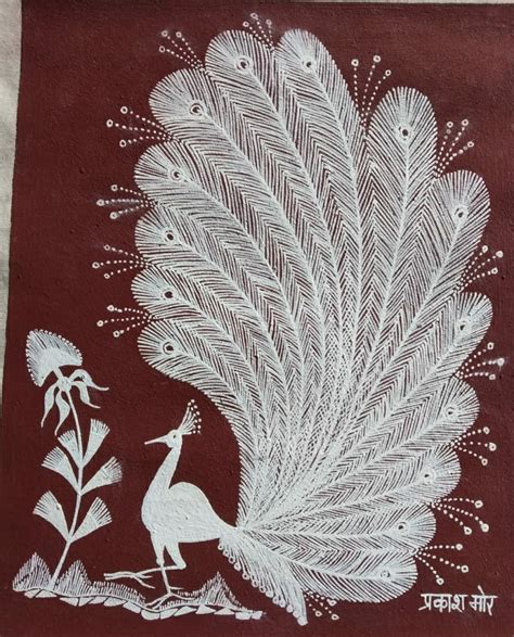 Warli Peacock Warli Painting X International Indian Folk