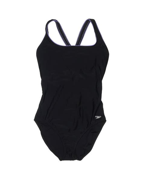 Speedo Solid Black One Piece Swimsuit Size 16 43 Off Thredup