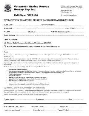 Fillable Online Application Form Radio Course Fax Email Print Pdffiller