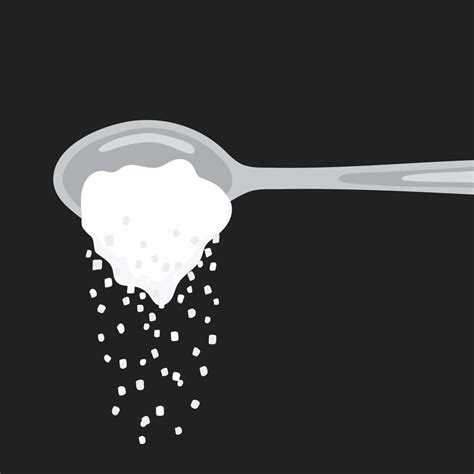 Pouring Sugar Spoon Full Of Powder Crystals Of Salt Or Sugar Vector