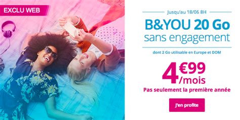 Bouygues Telecom prolonge l offre B YOU 20 Go à 4 99 mois à vie