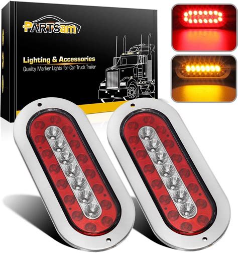 Partsam Pcs Oval Led Trailer Tail Lights Led Flange Mount