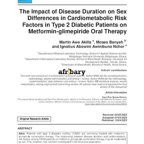 The Impact Of Disease Duration On Sex Differences In Cardiometabolic